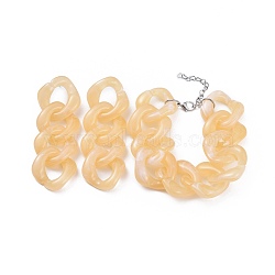 (Jewelry Parties Factory Sale), Dangle Earring & Bracelets Jewelry Sets, with Imitation Gemstone Style Acrylic and 304 Stainless Steel Findings, Stainless Steel Color, Wheat, 7-1/4 inch~7-7/8 inch(18.5~20cm), 67~84mm, Pin: 0.7mm(SJEW-JS01037-01)