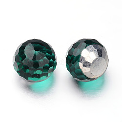 Faceted Round Glass Cabochons, Teal, 6x6mm(X-GGLA-L008A-02)