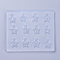 Pendant Food Grade Silicone Molds, Resin Casting Molds, For UV Resin, Epoxy Resin Jewelry Making, Star with 12 Constellation/Zodiac, White, 113x94x6mm, Hole: 3mm, Inner Diameter: 18x17mm(DIY-L026-085)