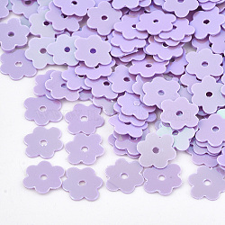 Ornament Accessories, PVC Plastic Paillette/Sequins Beads, Flower, Lilac, 6x7~7.5x0.4mm, Hole: 1mm, about 3500pcs/50g(X-PVC-S033-07E)