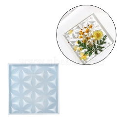 DIY Life of Flower Textured Cup Mat Silicone Molds, Resin Casting Coaster Molds, For UV Resin, Epoxy Resin Craft Making, Square, 98x98x9.5mm(SIMO-H009-05F)