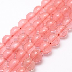 Cherry Quartz Glass Bead Strands, Round, 8mm, Hole: 1mm, about 48pcs/strand, 16 inch(X-G-P256-06-8mm)