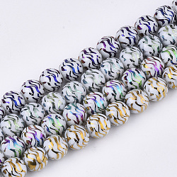 Electroplate Glass Beads Strands, Round, Mixed Color, 10x9.5mm, Hole: 1.2mm, about 30pcs/strand, 11.2 inch(EGLA-S177-09B-M)