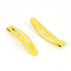 Metal Snap Hair Clips, Spray Painted, Oval, Yellow, 44x10x3mm(PHAR-WH0006-15A)