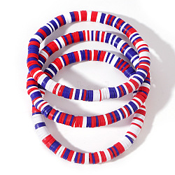 Independence Day Red White Blue Polymer Clay Heishi Beads Bracelets Set(MC4796)