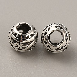 Tibetan Style Alloy European Beads, Large Hole Beads, Rondelle, Antique Silver, 10.5x8.5mm, Hole: 4.7mm(FIND-TAC0002-065A-02)