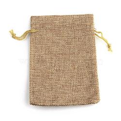Polyester Imitation Burlap Packing Pouches Drawstring Bags, for Christmas, Wedding Party and DIY Craft Packing, Peru, 9x7cm(ABAG-R005-9x7-15)