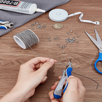 DIY 201 Stainless Steel Ball Chains Bracelet & Necklaces Making Kits, Stainless Steel Color, 2mm