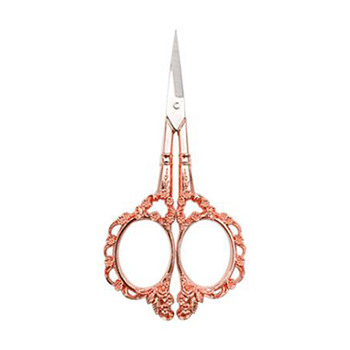 201 Stainless Steel Sewing Embroidery Scissors, Embossed Plum Blossom Handcraft Scissors for Needlework, Rose Gold, 115mm