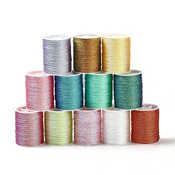 12 Rolls 12 Colors 6-Ply Polyester Cord, for Jewelry Making, Mixed Color, 0.5mm, about 18~20m/roll, 1 roll/color