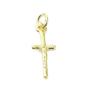 Brass Pendants, Cross, Real 18K Gold Plated, 17.5x7x2mm