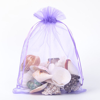 Organza Gift Bags with Drawstring, Jewelry Pouches, Wedding Party Christmas Favor Gift Bags, Medium Purple, 23x17cm