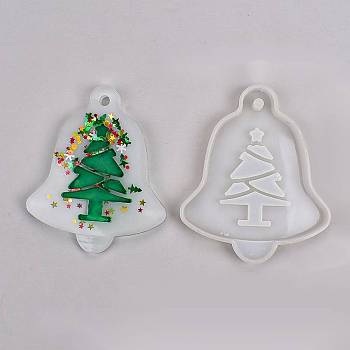 Pendant Silicone Molds, Resin Casting Molds, For UV Resin, Epoxy Resin Jewelry Making, Christmas Bell, White, 70.5x63x8mm