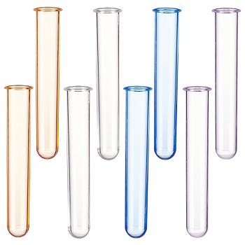 Olycraft 8Pcs 4 Colors Transparent Acrylic Test Tube, for Lab, Mixology, Flower Arrangement, Mixed Color, 12.3x2cm, Inner Diameter: 1.65cm, 2pcs/color