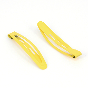Metal Snap Hair Clips, Spray Painted, Oval, Yellow, 44x10x3mm