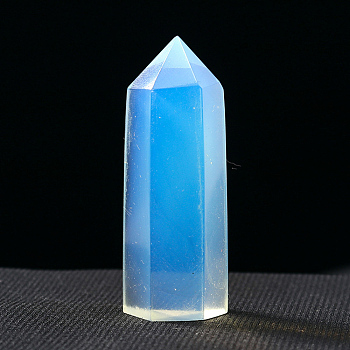 Tower Opalite Display Decoration, Healing Stone Wands, for Reiki Chakra Meditation Therapy Decoration, Hexagon Prism, 40~50mm