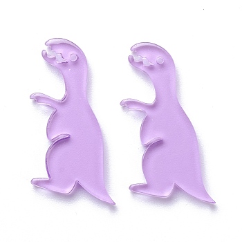 Transparent Acrylic Pendants, Dinosaur, Violet, 27.5x20x2.5mm, Hole: 1.2mm