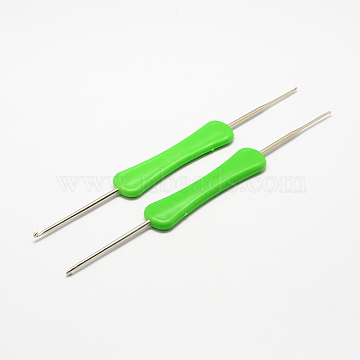 Plastic Handle Iron Crochet Hooks Needles, Lime, Pin: 3.0~4.0mm, 160x17x5mm(TOOL-R038C-03)