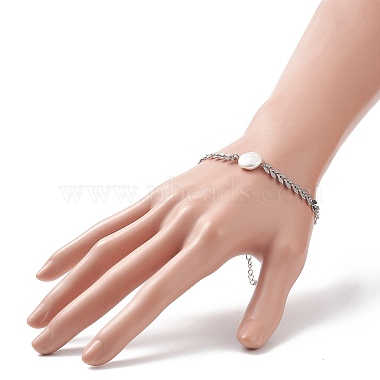 Natural Pearl Link Bracelet with 304 Stainless Steel Cobs Chains for Women(BJEW-TA00214)-3