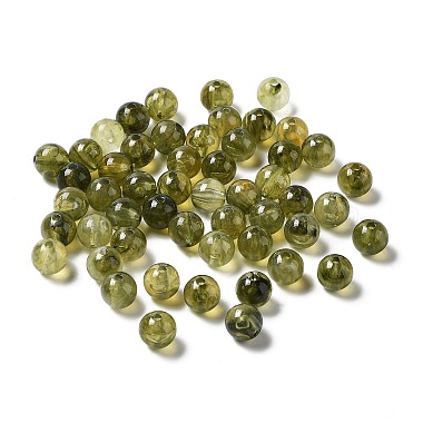 Olive Round Acrylic Beads