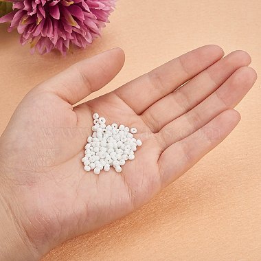 White 8/0 Diameter 3mm Glass Seed Beads Round Pony Loose Bead for Jewelry Making 2.8~3.2mm(SEED-PH0005-06)-4