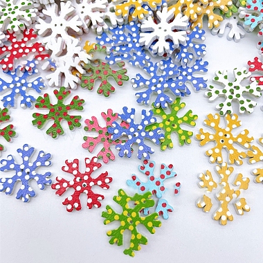 Christmas Snowflake Wooden Buttons(XMAS-PW0001-225)-3