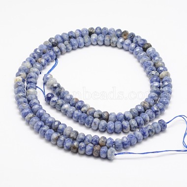 Faceted Natural Blue Spot Jasper Rondelle Beads Strands(G-K090-05)-2