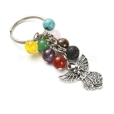 Mixed Gemstone Beads Keychain(KEYC-YW0001-04)-3