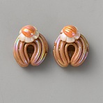 Opaque Resin Beads, Imitation Food, Almond Chocolate Cake, 21.5~22x18.5~19x15mm, Hole: 3mm(FIND-CJC0437-061C)