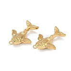304 Stainless Steel Pendants, Whale Charms, Ion Plating(IP), Real 18K Gold Plated, 25x17x5.5mm, Hole: 1.8mm(SA-CBAE5AC-13G)