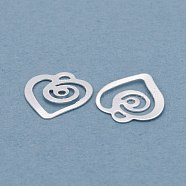 Brass Charms, Hollow, Heart, 925 Sterling Silver Plated, 8x8.5x0.5mm, Hole: 0.7mm(KK-Y003-21S)