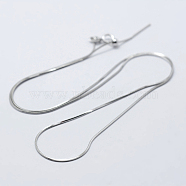925 Sterling Silver Chain Necklaces, with Slider Stopper Beads and Spring Ring Clasps, Carved 925, Platinum, 18 inch(45cm), Hole: 2mm, Pin: 0.8mm(STER-F039-15P)
