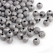 Spray Painted Acrylic Beads, Matte Style, Round, Gray, 6mm, Hole: 1.5mm, about 4700pcs/500g(ACRP-Q018-6mm-014)