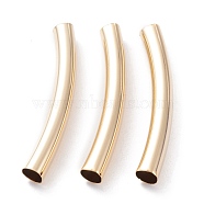 Brass Tube Beads, Long-Lasting Plated, Curved Beads, Tube, Real 24K Gold Plated, 40x5mm, Hole: 4mm(KK-Y003-90I-G)