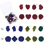 SUNNYCLUE Flocky Iron Stud Earring Findings, with Brass Ear Nuts, Mixed Shapes, Mixed Color, Stud Earring Findings: 20pcs, Brass Ear Nuts: 20pcs(IFIN-SC0001-23)