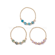 3Pcs Natural Amethyst & Apatite & Moss Agate Rings, with Brass Cable Chains, Inner Diameter: 17mm(RJEW-TA00120)