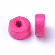 Wood Beads, Dyed, Column, Pink, 5.5~6.5x2.5mm, Hole: 1.5~2mm, about 800pcs/50g(X-WOOD-WH0021-20B)