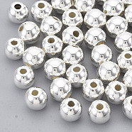 CCB Plastic Beads, Round, Silver Color Plated, 5.5~6x5mm, Hole: 1.8mm, about 428pcs/50g(X-CCB-S160-245S-6mm)