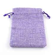 Polyester Imitation Burlap Packing Pouches Drawstring Bags, Medium Purple, 9x7cm(X-ABAG-R005-9x7-03)