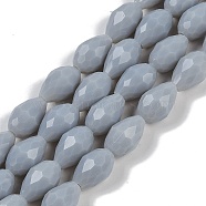 Opaque Solid Color Beads Strands, Faceted, Teardrop, Light Grey, 15x10mm, Hole: 1.6mm, about 46~48pcs/strand, 27.95 inch(71cm)(EGLA-N013-P10mm-D05)