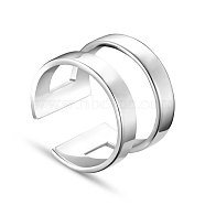 SHEGRACE Simple Fashion Rhodium Plated 925 Sterling Silver Cuff Rings, Open Rings, Platinum, Size 8, 18mm(JR154A)