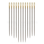 Iron Self-Threading Hand Sewing Needles, Golden, 36x0.76mm, about 12pcs/bag(IFIN-R232-02G)