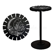 Wooden Wheel, Wooden Display Shelf, Black Holder Stand, Rustic Divination Pendulum Storage Rack, Witch Stuff, Moon Pattern, Wheel: 120x8mm, 2pcs, Studdle: 288x12mm, 1pc(DJEW-WH0046-008)