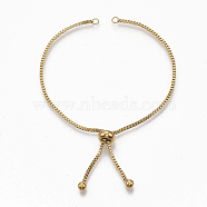 Adjustable 304 Stainless Steel Slider Bracelets Making,Bolo Bracelets, with 202 Stainless Steel Beads Golden, Single Chain Length: about 12cm(X-STAS-T050-031G)