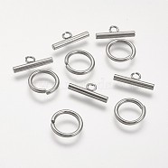 304 Stainless Steel Toggle Clasps, Stainless Steel Color, toggle: 15x2mm, Hole: 11mm, Bar: 20x7x3mm, Hole: 3mm.(STAS-P104-01P)