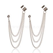 Stylish Iron Twisted Chains Ear Studs, with Brass Cuff Earring Findings, Platinum, 85mm(EJEW-PJE743)