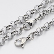 304 Stainless Steel Cross Rolo Chain Jewelry Sets, Necklace and Bracelet, with Lobster Claw Clasps, Stainless Steel Color, 21.5 inch, 8-1/4 inch~9 inch(210~230mm)(SJEW-A077-01P)