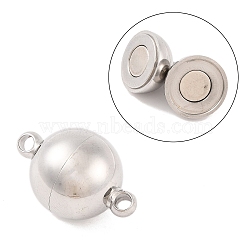 Tarnish Resistant 304 Stainless Steel Magnetic Clasps with Loops, Round, Stainless Steel Color, 21x14mm, Hole: 2mm(STAS-K006-14mm-04C)