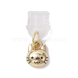 Plastic Mobile Dustproof Plugs, Cat Alloy Enamel Pendants, for USB Type C Port Cover, Black, 2.25cm(FIND-JF00125-03)