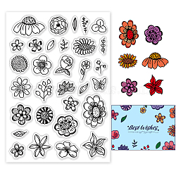 PVC Plastic Stamps, for DIY Scrapbooking, Photo Album Decorative, Cards Making, Stamp Sheets, Flower Pattern, 16x11x0.3cm(DIY-WH0167-57-0188)